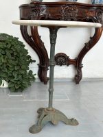 Antīks franču bistro dārza galds ar marmora virsmu un čuguna kāju — antique bistro table — 19. gs. beigas (4831) - Image 10