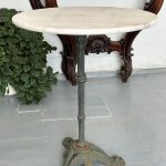 antique bistro table marble top cast iron base 4831