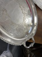 Liela Izmēra Metāla Paplāte Sudraba Krāsā, Smaga (4432) - Image 9