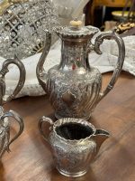 Grezns antīks sudrabots tējas un kafijas servīzes komplekts — neorokoko stilā - antique silver tea coffee service set (4421) - Billede 10