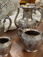 Grezns antīks sudrabots tējas un kafijas servīzes komplekts — neorokoko stilā - antique silver tea coffee service set (4421) - Billede 7