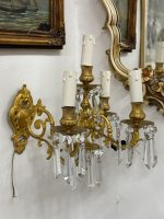 Bra Sienas lampas Bras de Lumière ar kristāliem — Luija XV stils, Francija, circa 1880–1900 (4991) - Image 5