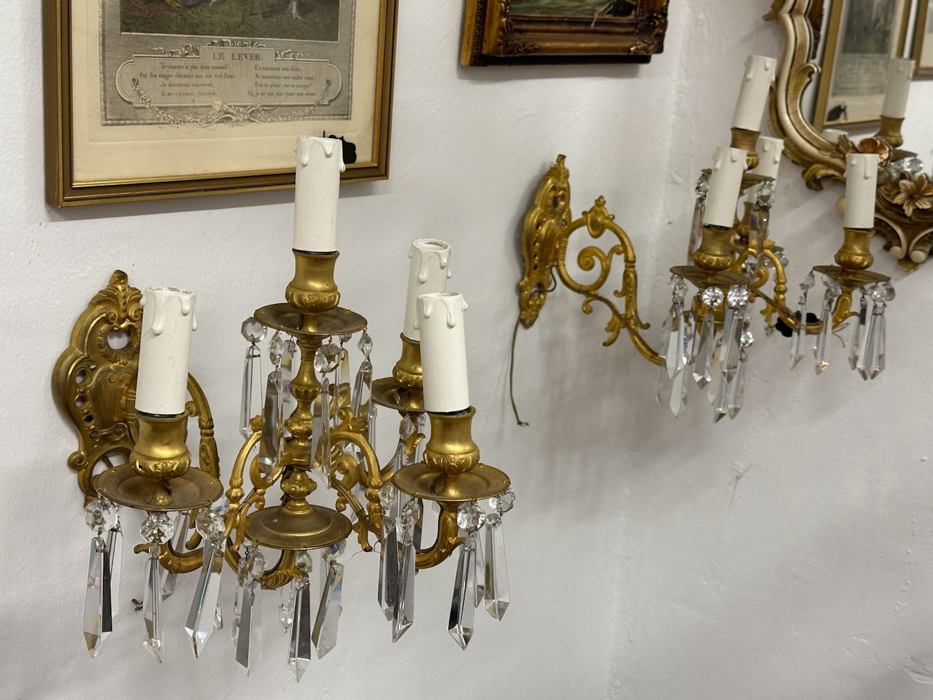 Bra Sienas lampas Bras de Lumière ar kristāliem — Luija XV stils, Francija, circa 1880–1900 (4991) - Image 1