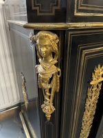 Boulle stila kumode ar bronzas aplikācijām un marmora virsmu — Napoleona III stils, Francija, ap 1860 (3566) Ļoti Liela Izmēra - Image 15
