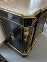 Boulle stila kumode ar bronzas aplikācijām un marmora virsmu — Napoleona III stils, Francija, ap 1860 (3566) Ļoti Liela Izmēra - Image 16