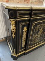 Boulle stila kumode ar bronzas aplikācijām un marmora virsmu — Napoleona III stils, Francija, ap 1860 (3566) Ļoti Liela Izmēra - Image 17