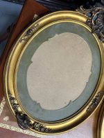 Grezns antīks franču ovāls koka rāmis zelta krāsā ar stiklu un zaļu paspartū — Paul Degrandsart Paris (antique pair of French oval gilt wood frames) (4259) - Image 11