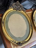 Grezns antīks franču ovāls koka rāmis zelta krāsā ar stiklu un zaļu paspartū — Paul Degrandsart Paris (antique pair of French oval gilt wood frames) (4259) - Image 10