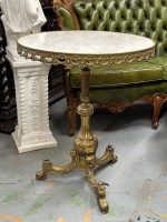 Brass Table with Marble Top, Very Heavy, Medium Size (4443) - Image 4