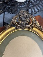 Grezns antīks franču ovāls koka rāmis zelta krāsā ar stiklu un zaļu paspartū — Paul Degrandsart Paris (antique pair of French oval gilt wood frames) (4259) - Image 13