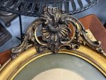 Grezns antīks franču ovāls koka rāmis zelta krāsā ar stiklu un zaļu paspartū — Paul Degrandsart Paris (antique pair of French oval gilt wood frames) (4259) - Image 12