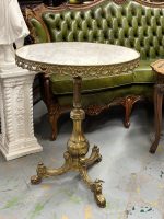 Brass Table with Marble Top, Very Heavy, Medium Size (4443) - Image 2