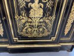 Boulle stila kumode ar bronzas aplikācijām un marmora virsmu — Napoleona III stils, Francija, ap 1860 (3566) Ļoti Liela Izmēra - Image 12