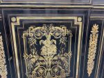 Boulle stila kumode ar bronzas aplikācijām un marmora virsmu — Napoleona III stils, Francija, ap 1860 (3566) Ļoti Liela Izmēra - Image 13