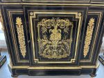 Boulle stila kumode ar bronzas aplikācijām un marmora virsmu — Napoleona III stils, Francija, ap 1860 (3566) Ļoti Liela Izmēra - Image 8