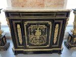 Boulle stila kumode ar bronzas aplikācijām un marmora virsmu — Napoleona III stils, Francija, ap 1860 (3566) Ļoti Liela Izmēra - Image 6