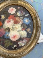 Ekskluzīvas Ovālas Klusās Dabas Gleznas ar Ziedu Motīviem Greznā Rāmī (pair of antique oval floral oil paintings) — Klus - Image 11