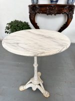 Antīks franču bistro dārza galds ar marmora virsmu — historisma stilā - antique french bistro table marble top cast iron (4829) - Image 14