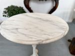 Antīks franču bistro dārza galds ar marmora virsmu — historisma stilā - antique french bistro table marble top cast iron (4829) - Image 16