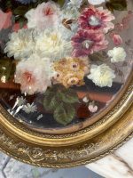 Ekskluzīvas Ovālas Klusās Dabas Gleznas ar Ziedu Motīviem Greznā Rāmī (pair of antique oval floral oil paintings) — Klus - Image 8
