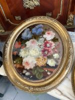 Ekskluzīvas Ovālas Klusās Dabas Gleznas ar Ziedu Motīviem Greznā Rāmī (pair of antique oval floral oil paintings) — Klus - Image 2