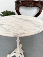 Antīks franču bistro dārza galds ar marmora virsmu — historisma stilā - antique french bistro table marble top cast iron (4829) - Image 12