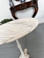 Antīks franču bistro dārza galds ar marmora virsmu — historisma stilā - antique french bistro table marble top cast iron (4829) - Image 13