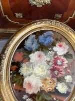 Ekskluzīvas Ovālas Klusās Dabas Gleznas ar Ziedu Motīviem Greznā Rāmī (pair of antique oval floral oil paintings) — Klus - Image 18