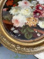 Ekskluzīvas Ovālas Klusās Dabas Gleznas ar Ziedu Motīviem Greznā Rāmī (pair of antique oval floral oil paintings) — Klus - Image 22