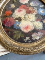 Ekskluzīvas Ovālas Klusās Dabas Gleznas ar Ziedu Motīviem Greznā Rāmī (pair of antique oval floral oil paintings) — Klus - Image 23