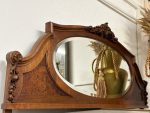 Liela izmēra riekstkoka spogulis ar faseti — Jūgendstilā (Large Antique Walnut Mirror with Beveled Glass in Jugendstil) (4987) - Image 5