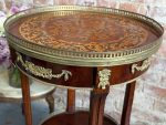 Antique Mahogany Table with Marquetry and Bronze Mounts — Louis XV Style (6723) - Image 4
