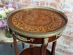 Antique Mahogany Table with Marquetry and Bronze Mounts — Louis XV Style (6723) - Image 3