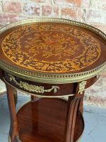 Antique Mahogany Table with Marquetry and Bronze Mounts — Louis XV Style (6723) - Image 5