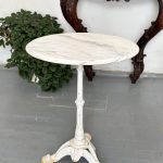 antique french bistro table marble top cast iron