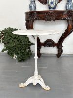 Antīks franču bistro dārza galds ar marmora virsmu — historisma stilā - antique french bistro table marble top cast iron (4829) - Image 4