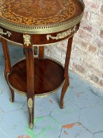 Antique Mahogany Table with Marquetry and Bronze Mounts — Louis XV Style (6723) - Image 2