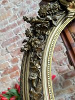 Grezns ovāls koka rāmis ar putniem un ziedu vītnēm — baroka stilā, (Antique oval giltwood frame with birds and flowers) (3862) - Image 8