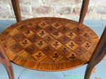 Antique wooden table with inlay and marble top — Louis XV style (6727) - Image 11