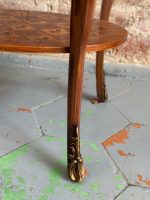 Antique wooden table with inlay and marble top — Louis XV style (6727) - Image 16
