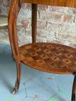 Antique wooden table with inlay and marble top — Louis XV style (6727) - Image 14