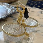 Kleines Zweiteiliges Glasgefäß mit Goldfarbenen Metalldetails (4413)