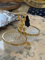 Kleines Zweiteiliges Glasgefäß mit Goldfarbenen Metalldetails (4413)