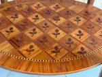 Antique wooden table with inlay and marble top — Louis XV style (6727) - Image 12