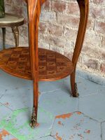 Antique wooden table with inlay and marble top — Louis XV style (6727) - Image 13