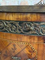 Antique wooden table with inlay and marble top — Louis XV style (6727) - Image 19