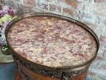 Antique wooden table with inlay and marble top — Louis XV style (6727) - Image 20