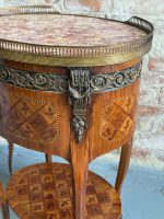 Antique wooden table with inlay and marble top — Louis XV style (6727) - Image 26