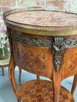Antique wooden table with inlay and marble top — Louis XV style (6727) - Image 25