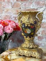 Luksuriøs dekorativ vase med håndmalede blomster - Second Empire (Neo-Barok) stil
